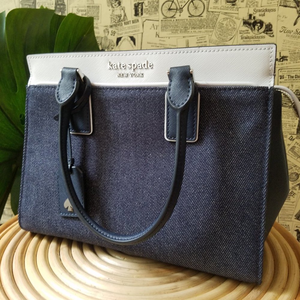 Kate Spade cameron medium satchel Denim colorblock - Picture 3 of 10